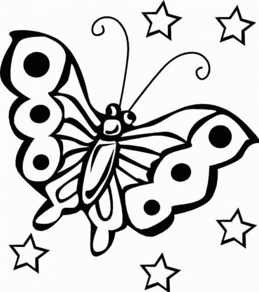 Desenho de uma Borboleta Animada para Colorir e Pintar