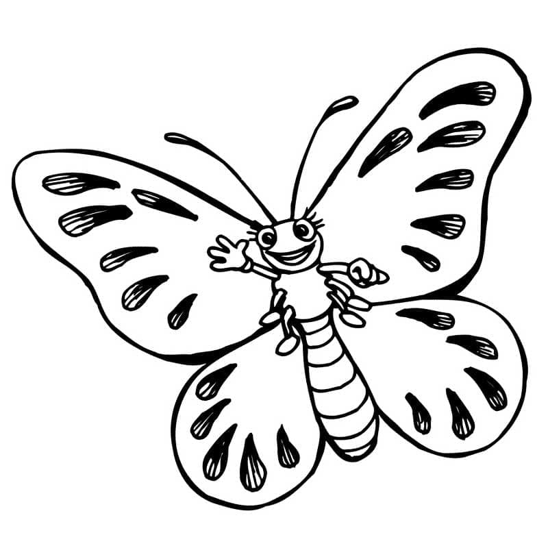 Desenho de uma Borboleta Fofa para Colorir e Pintar