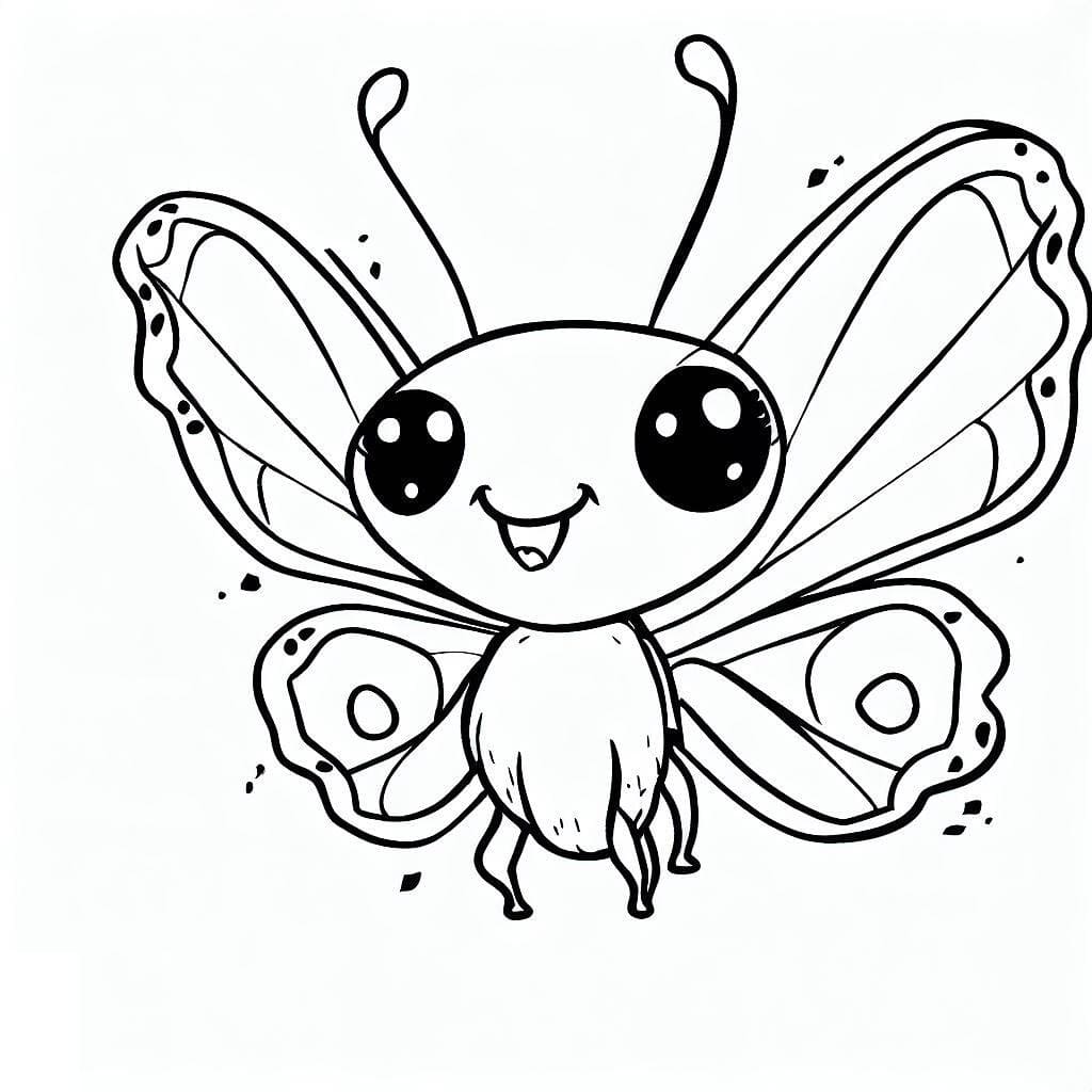 Desenho de Adorável Borboleta para Colorir e Pintar