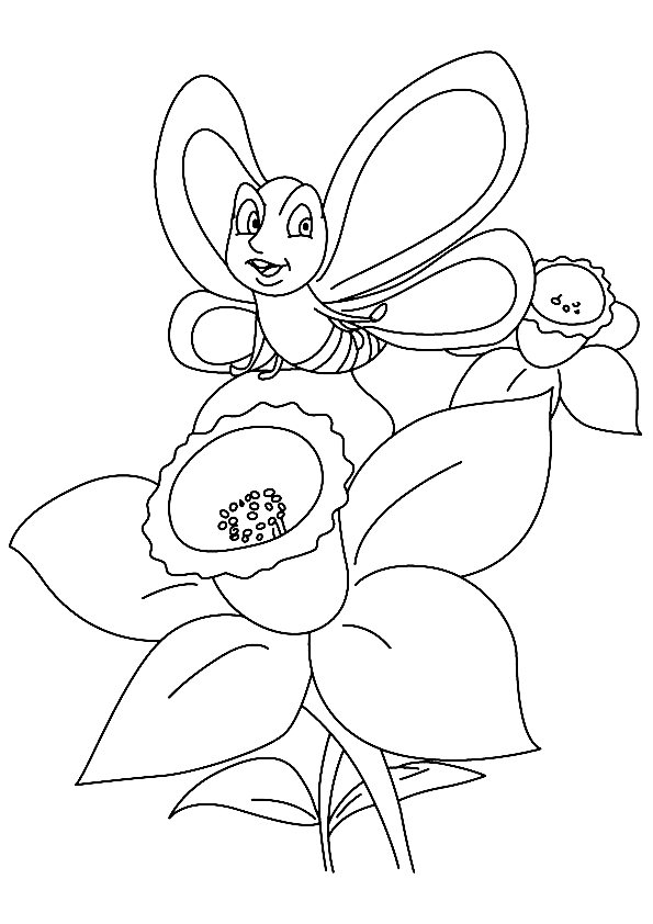 Desenho de Borboleta em Linda Flor Pdf para Colorir e Pintar