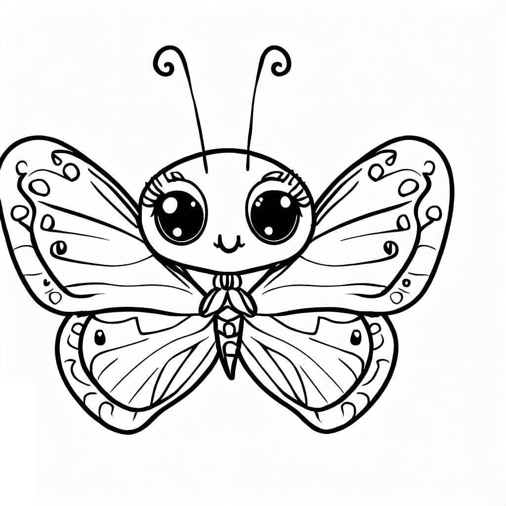 Desenho de Borboleta Fofa em Pdf Imprimivel para Colorir e Pintar