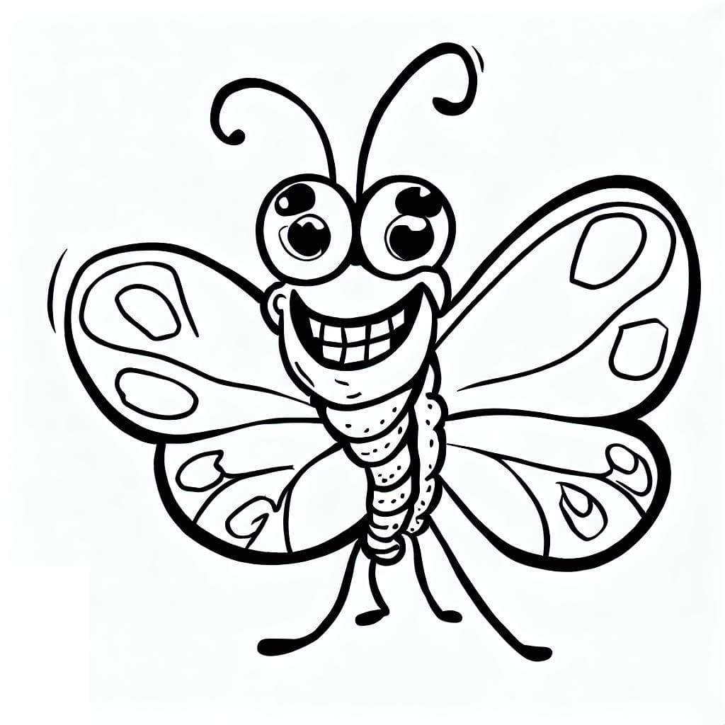 Desenho de Borboleta Muito Engracada para Colorir e Pintar