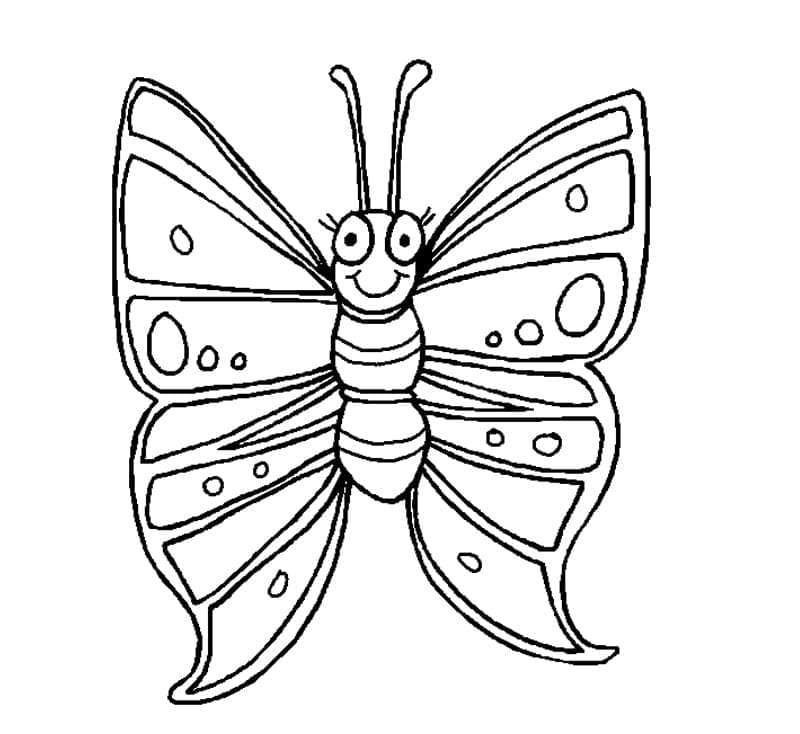 Desenho de uma Borboleta Sorridente para Colorir e Pintar