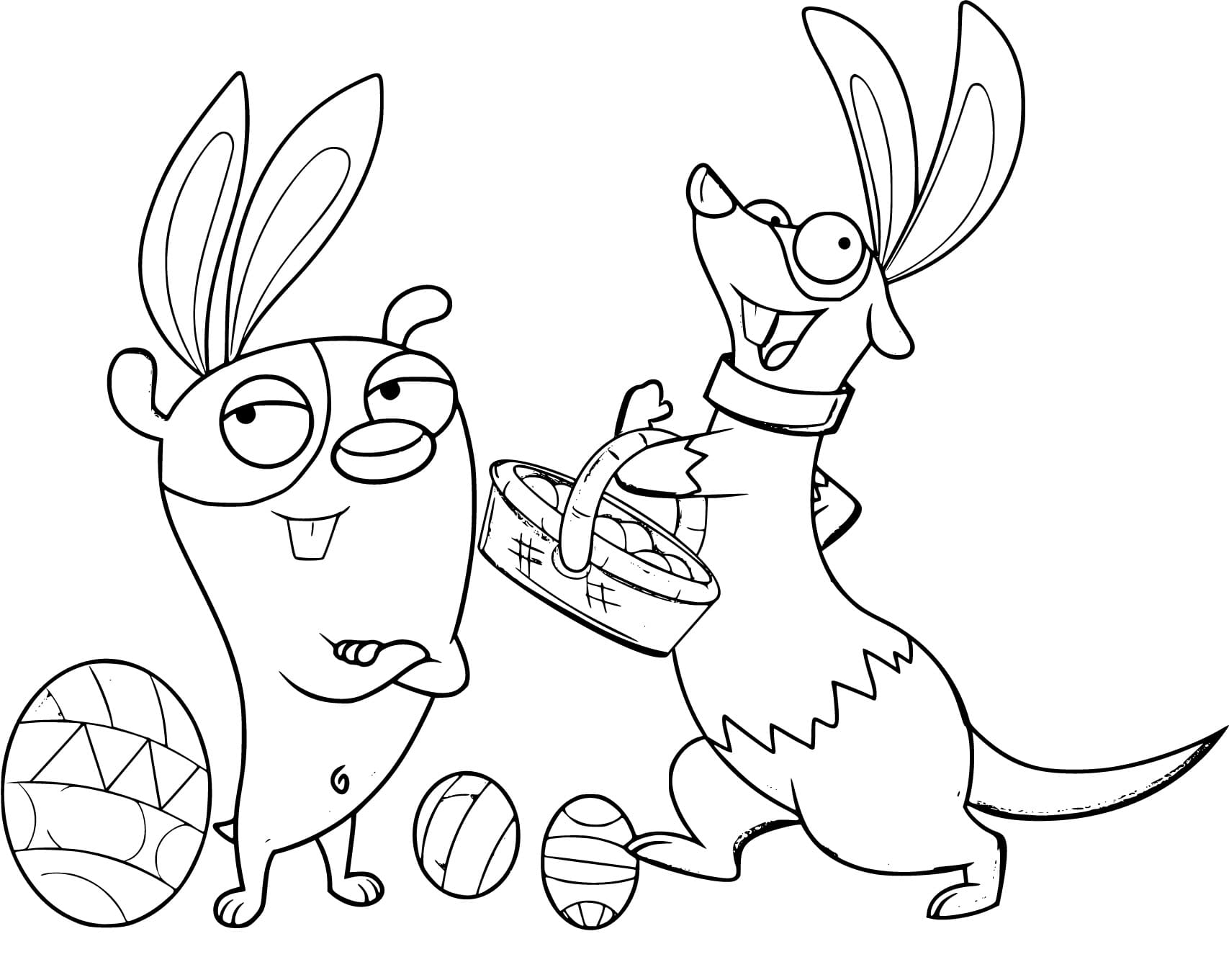 Desenho de Boris e Rufus com Cenário para Colorir e Imprimir Grátis e Pintar