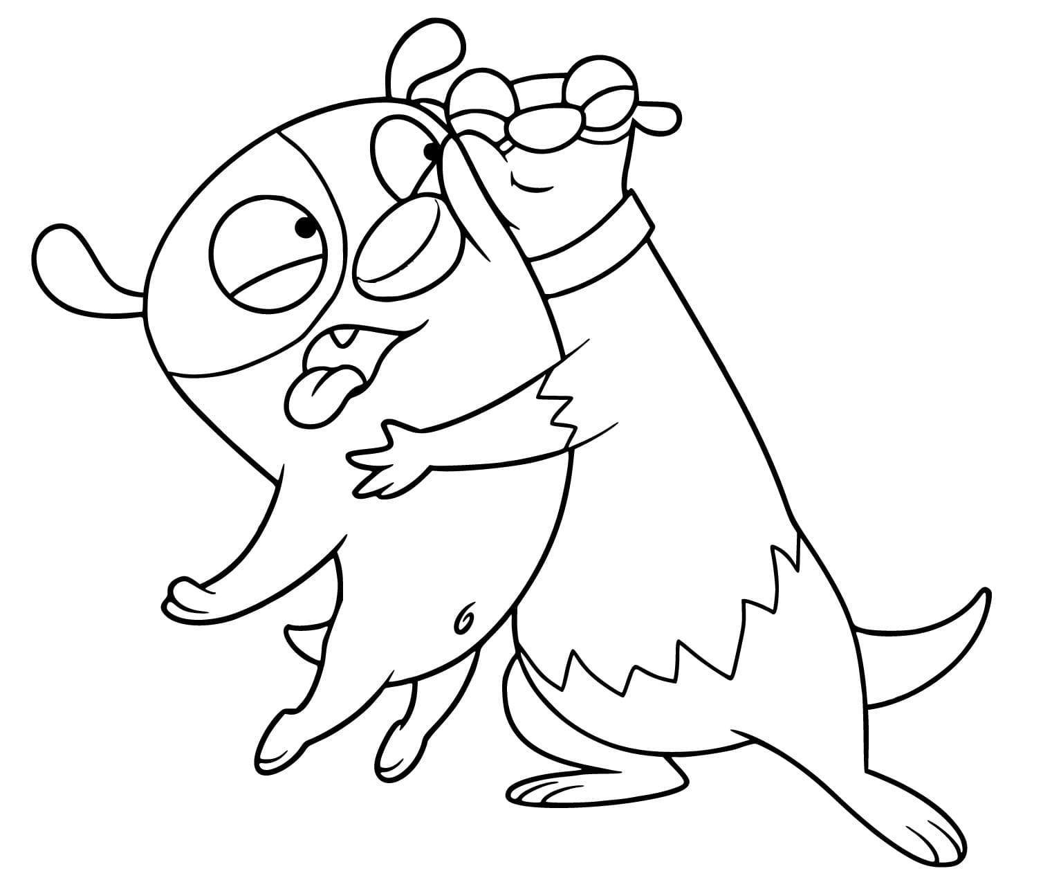 Desenho de Boris e Rufus Divertidos para Colorir Usando Giz de Cera e Pintar