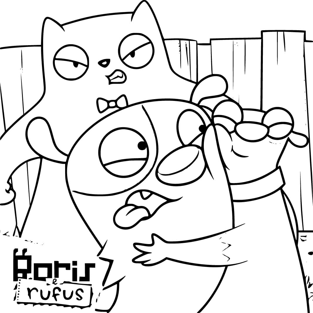 Desenho de Boris e Rufus Infantil para Colorir e Imprimir e Pintar