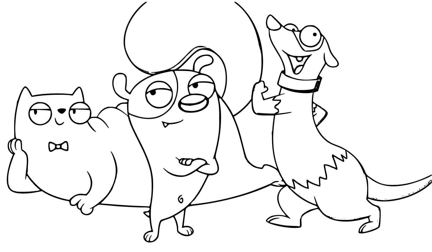 Desenho de Personagens de Boris e Rufus para Colorir e Pintar