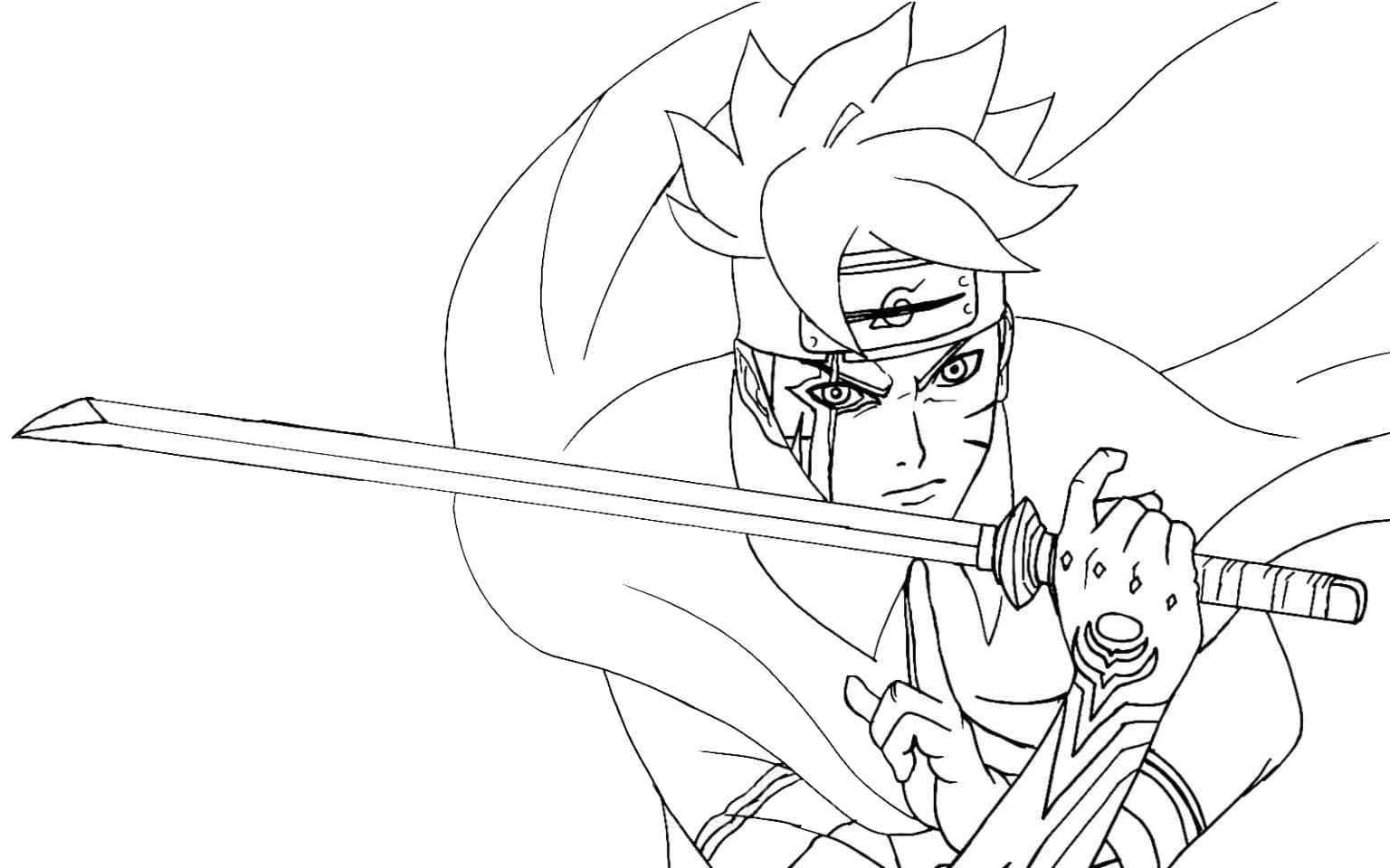 Desenho Boruto com Espada para Colorir e Pintar