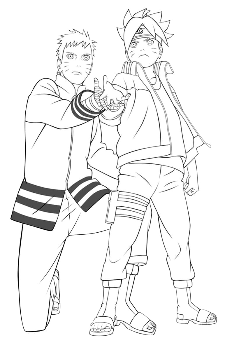 Desenho Boruto e Naruto para Colorir e Pintar