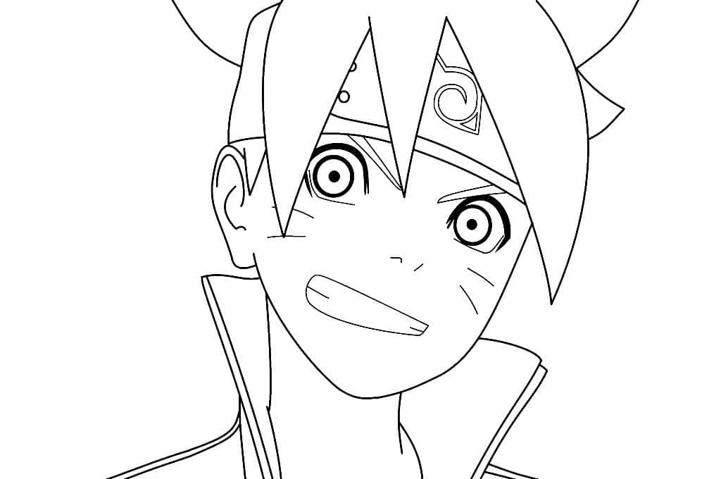 Desenho Boruto Feliz para Colorir e Pintar