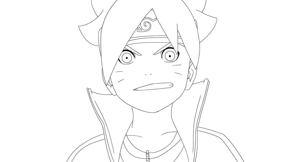 Desenho Boruto Sorrindo para Colorir e Pintar