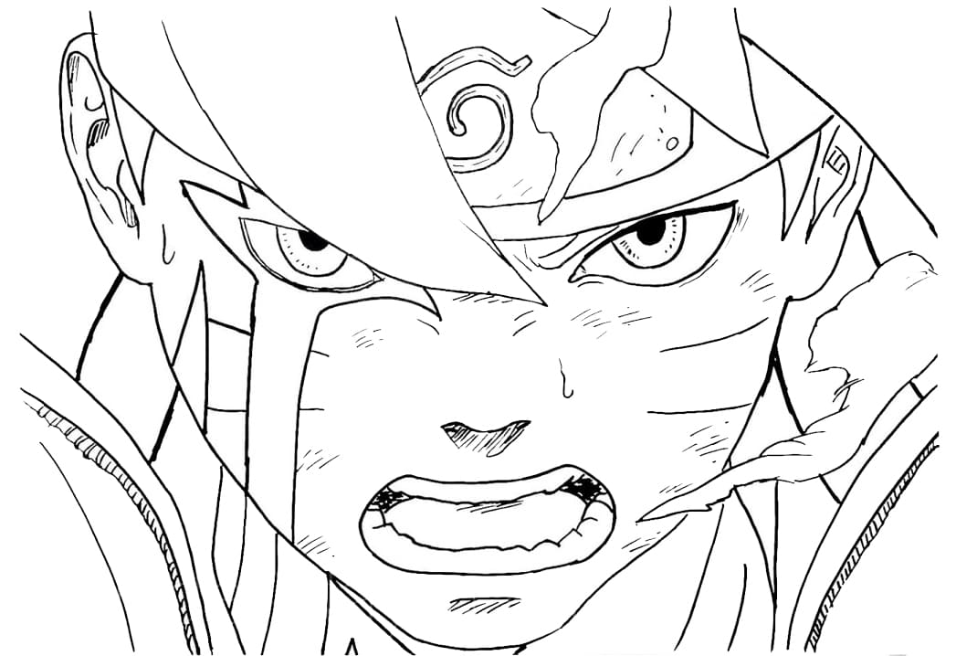 Desenho Boruto Zangado para Colorir e Pintar