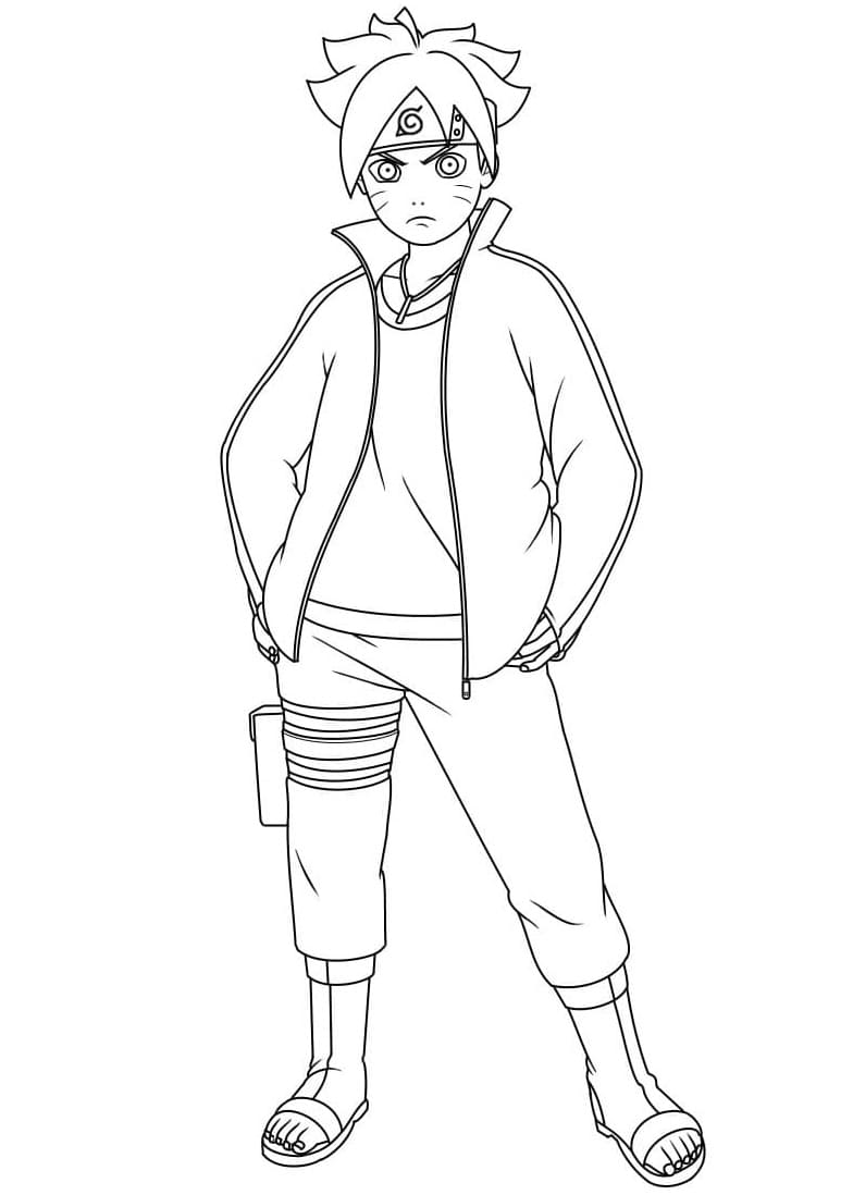 Desenho de Boruto Zangado para Colorir com Tinta Guache e Pintar