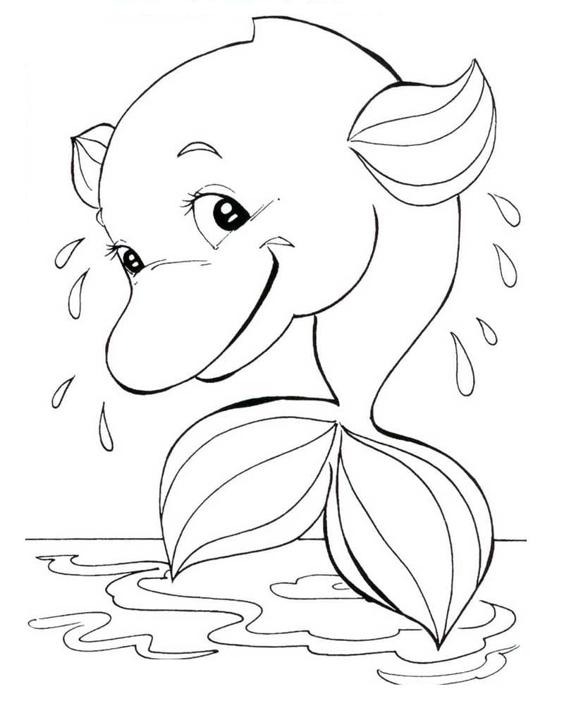 Desenho de Lindo Boto Cor de Rosa para Colorir e Pintar