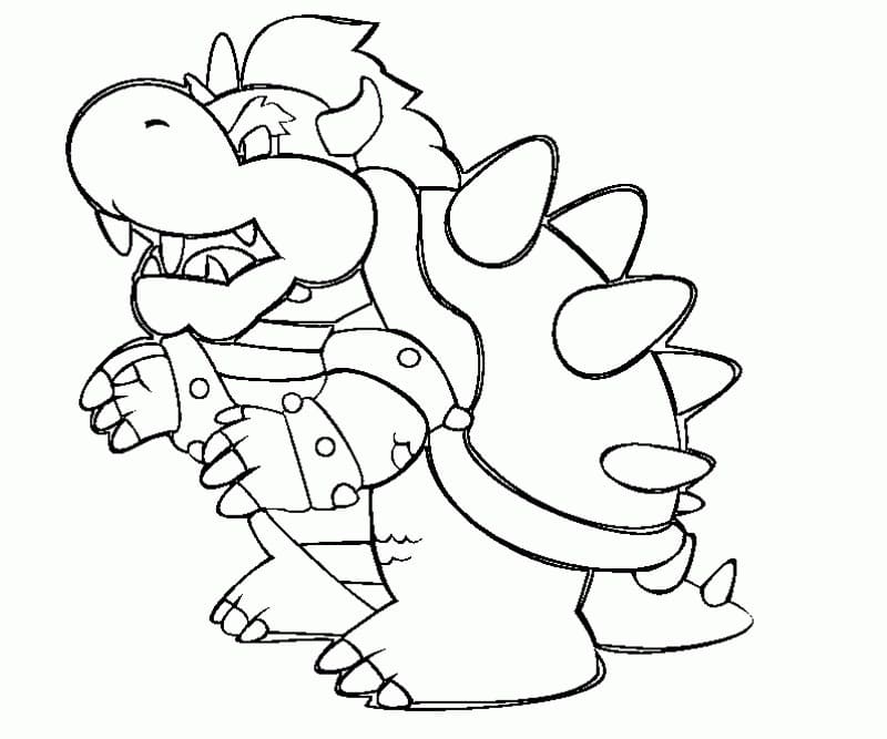 Desenho de Bowser em Batalhá para Colorir e Imprimir e Pintar