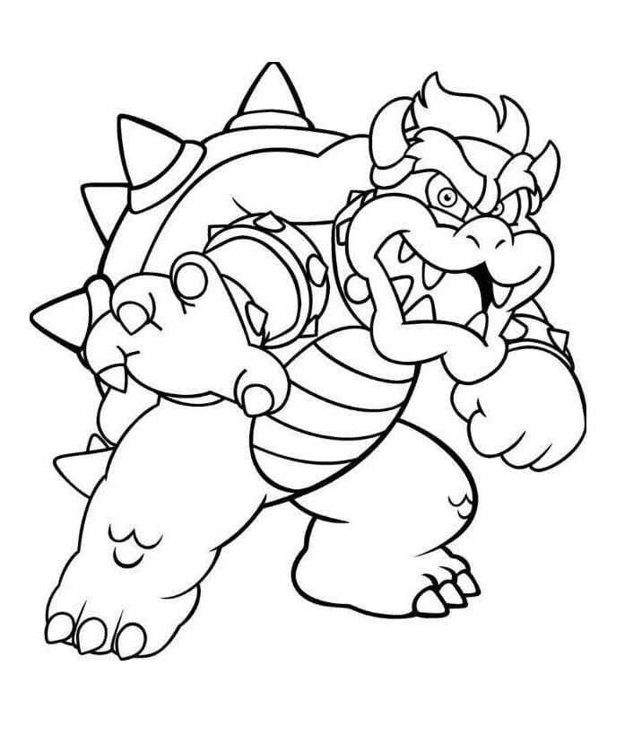 Desenho de Bowser Gratuito para Crianças para Colorir e Pintar
