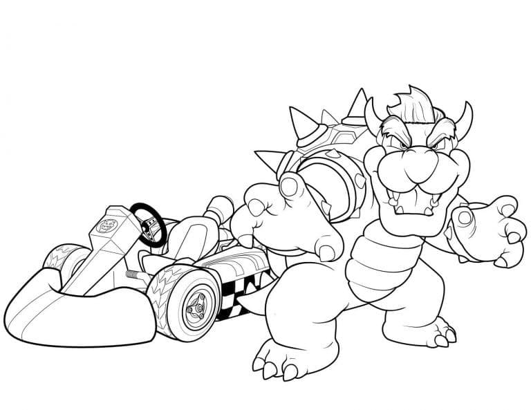 Desenho de Bowser Kart para Colorir e Pintar