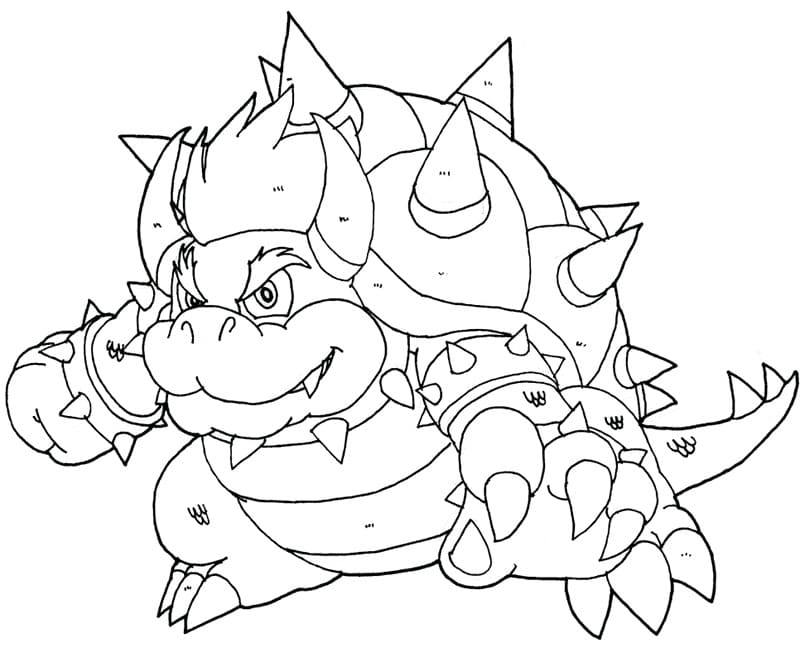 Desenho de Bowser para Colorir com Lápis de Cor e Imprimir e Pintar