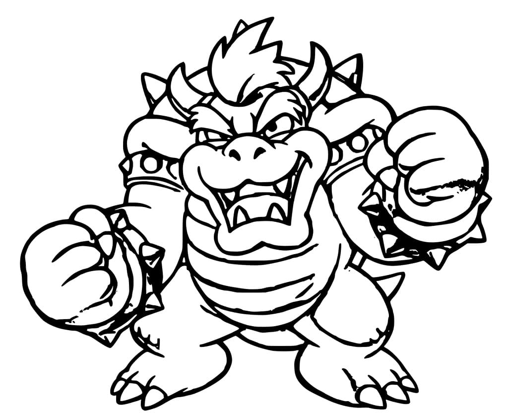 Desenho de Bowser para Colorir e Imprimir Grátis e Pintar