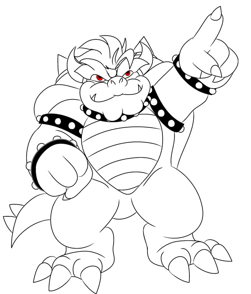 Desenho de Bowser para Colorir e Pintar com Tinta Guache