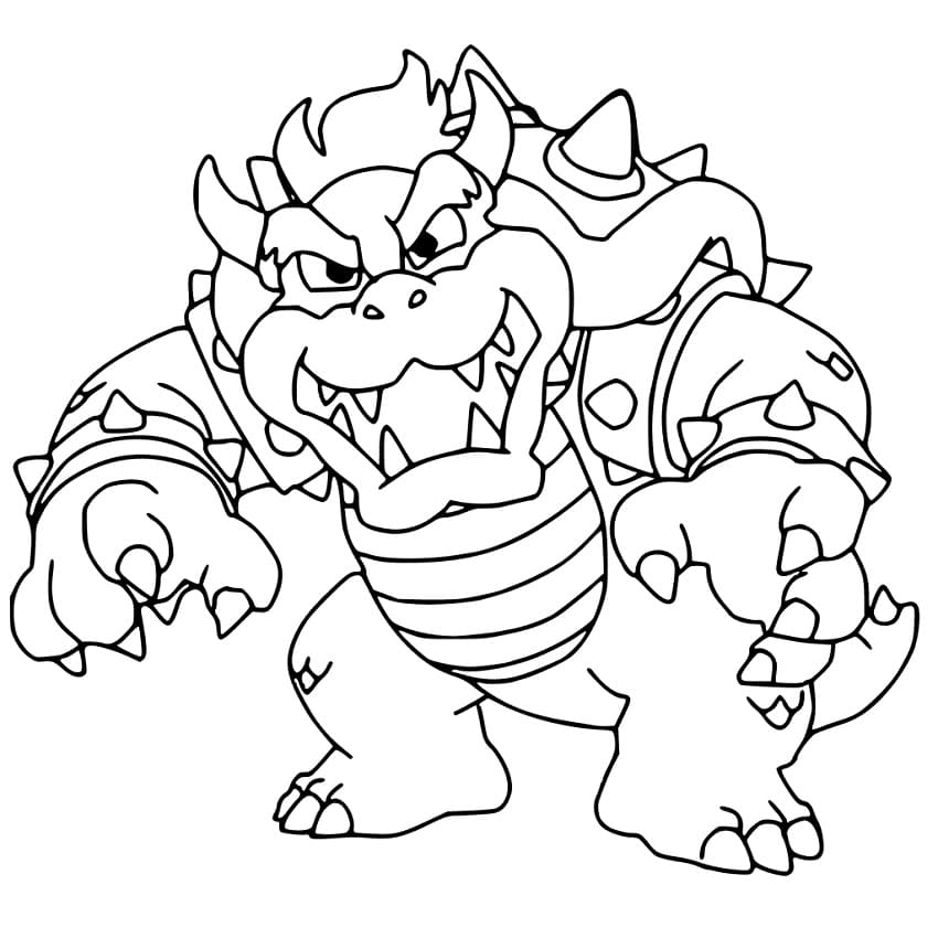 Desenho de Bowser para Colorir Usando Giz de Cera e Pintar