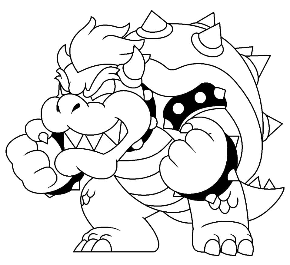 Desenho de Bowser Zangado para Colorir e Pintar