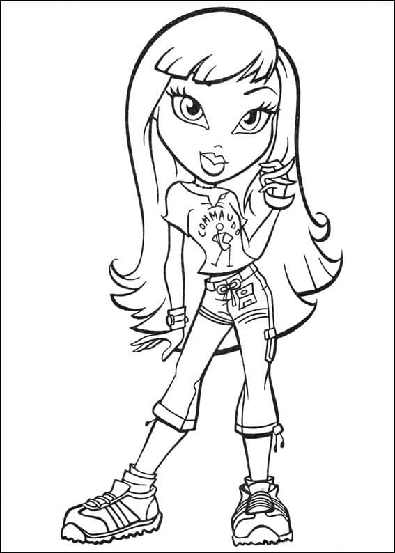 Desenho de Bratz com Roupa de Verão para Colorir e Imprimir e Pintar