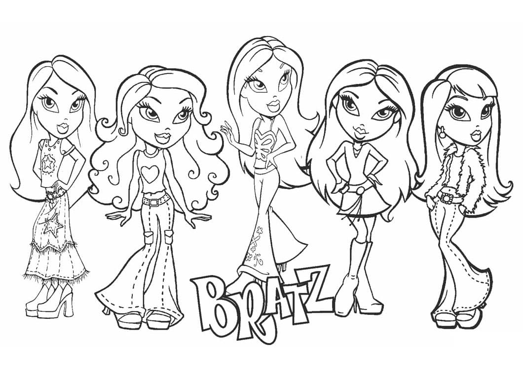 Desenho de Bratz para Colorir Usando Giz de Cera e Pintar