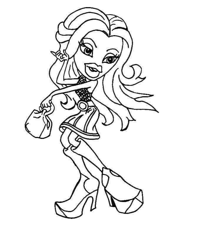 Desenho de Bratz Sentada para Colorir e Imprimir e Pintar
