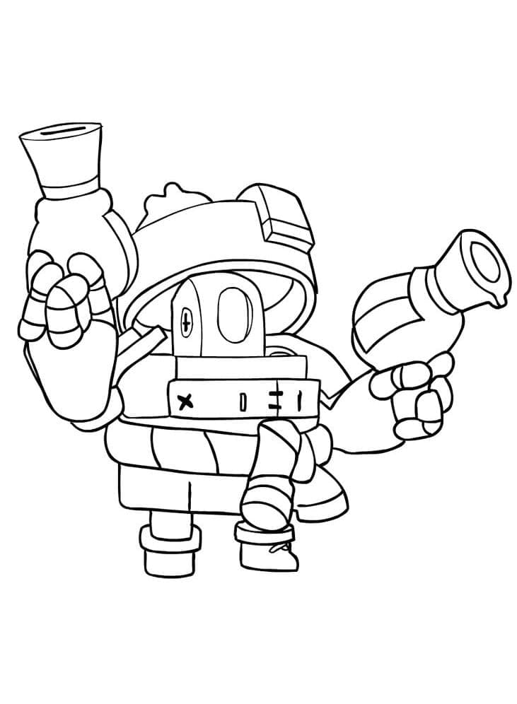 Desenho de Darryl de Brawl Stars para Colorir e Pintar