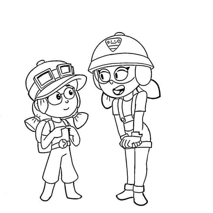 Desenho de Jessie e Jacky de Brawl Stars para Colorir e Pintar