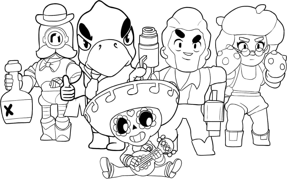Desenho de Jogo Brawl Stars para Colorir e Pintar