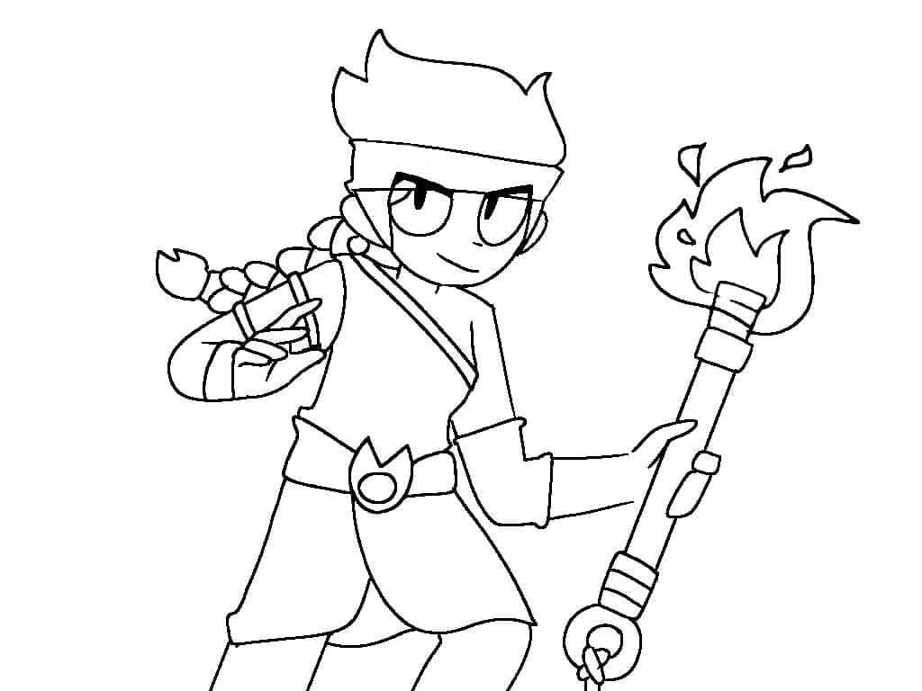 Desenho Amber Brawl Stars para Colorir e Pintar
