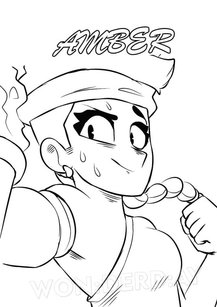 Desenho de Amber Brawl Stars para Colorir e Imprimir Grátis e Pintar