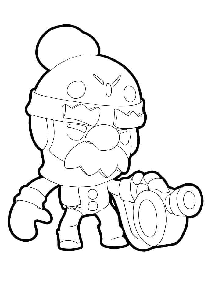 Desenho de Gale Brawl Stars para Colorir Usando Giz de Cera e Pintar