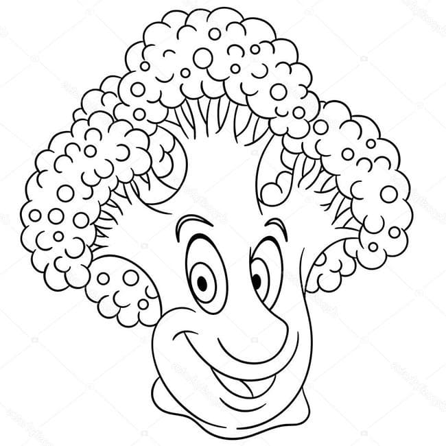 Desenho de Adoráveis Brócolis para Colorir e Pintar
