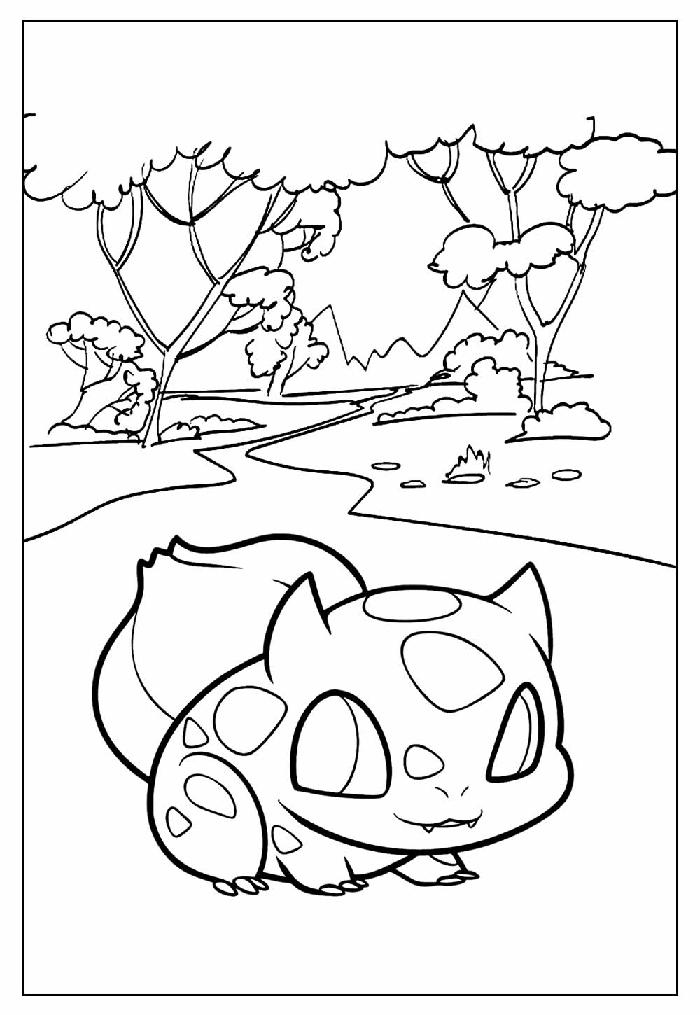 Desenho de Pokemon Bulbassauro Chibi para Colorir e Imprimir e Pintar