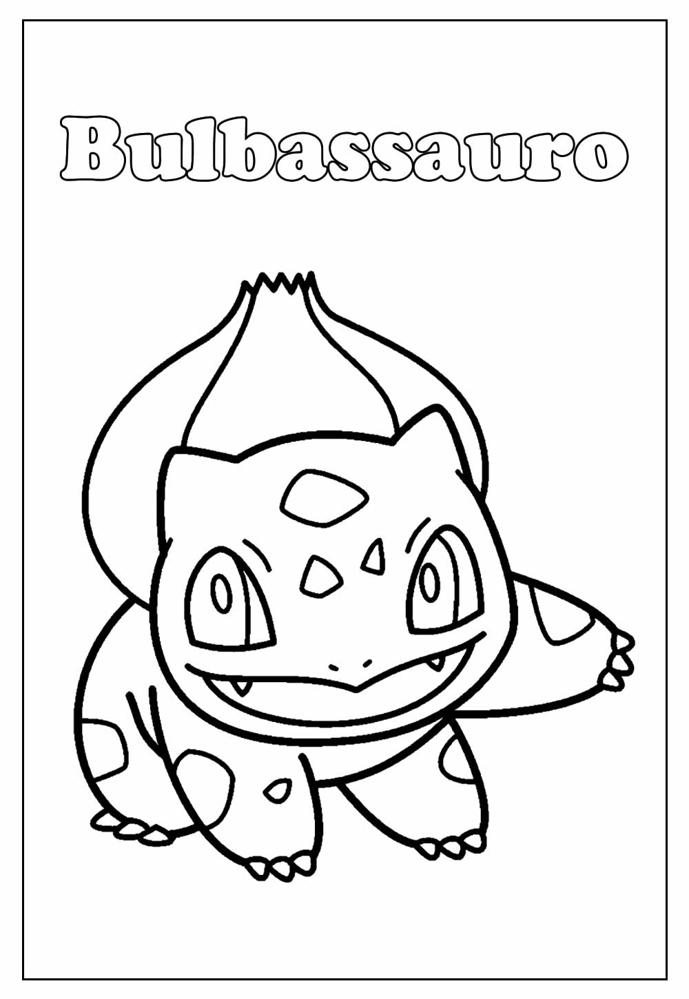 Desenho de Pokemon Bulbassauro Fofo para Colorir e Imprimir Pdf e Pintar