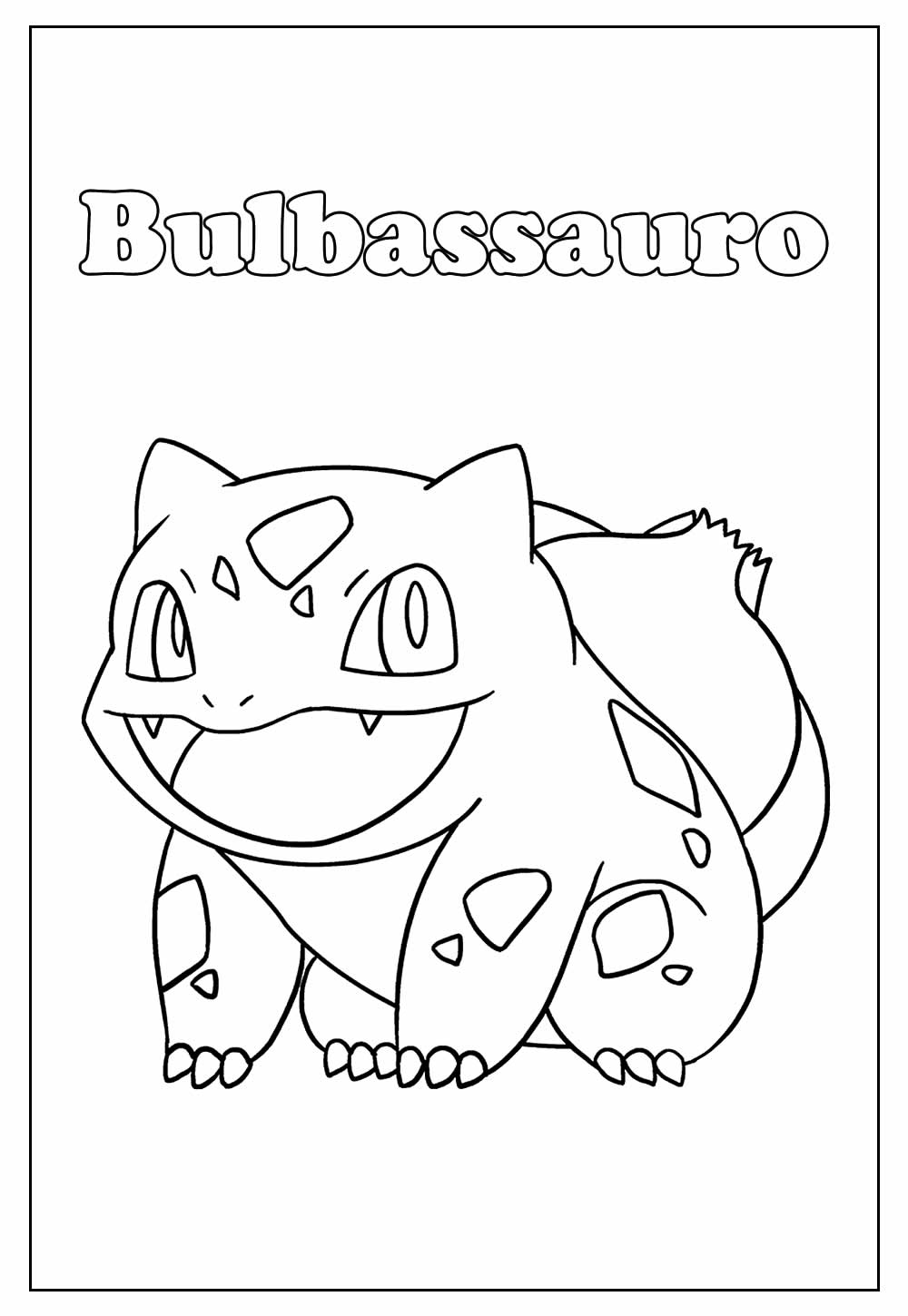 Desenho de Pokemon Bulbassauro Infantil para Colorir e Imprimir e Pintar