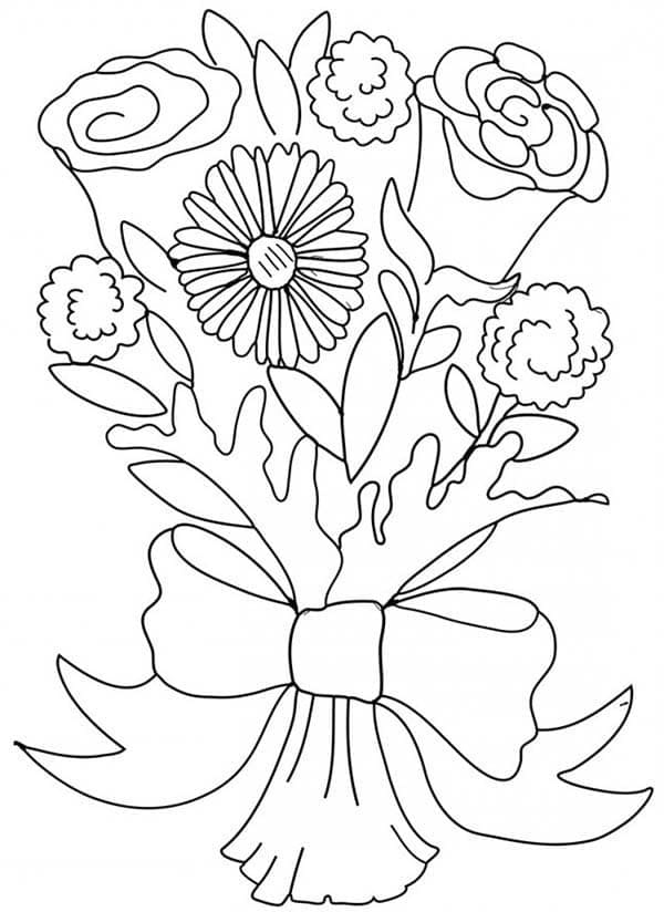 Desenho de Buque de Flores Detalhado para Colorir e Imprimir e Pintar