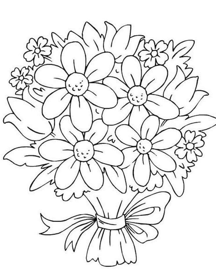 Desenho de Buque de Flores Grande para Colorir e Imprimir e Pintar