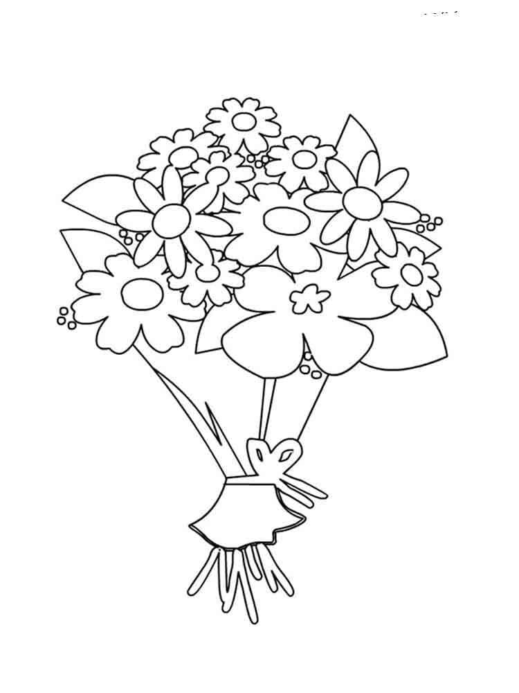 Desenho de Buque de Flores para Colorir e Imprimir com Detalhes e Pintar
