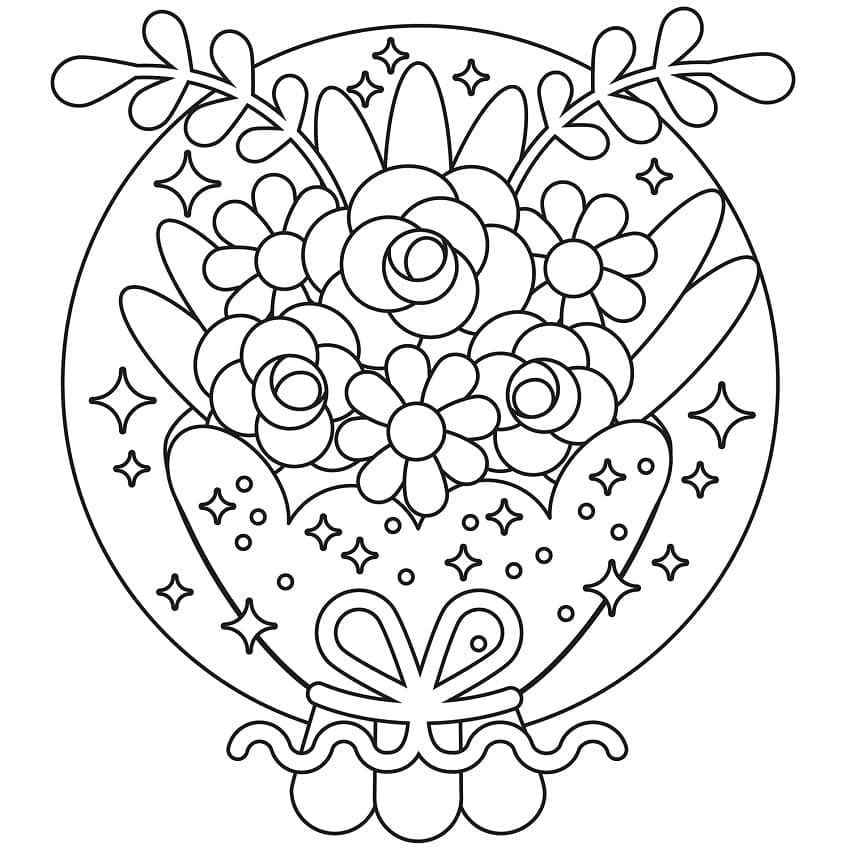 Desenho de Buque de Flores para Colorir e Imprimir Pdf Grátis e Pintar