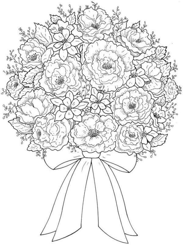 Desenho de Buque de Flores Pequeno para Colorir e Imprimir e Pintar