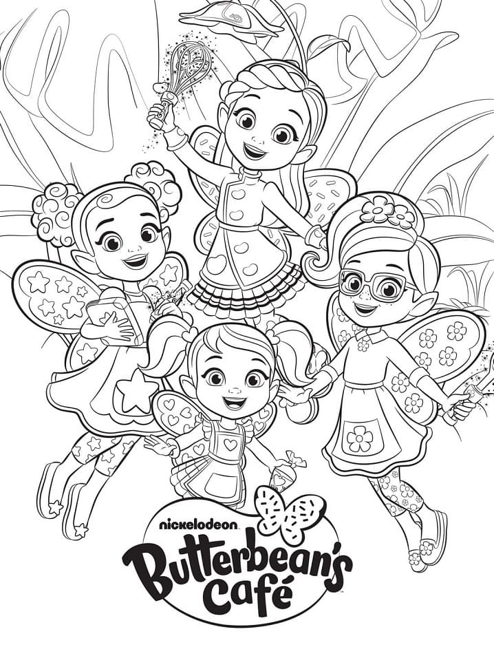 Desenho de Butterbeans Café Imprimível para Colorir