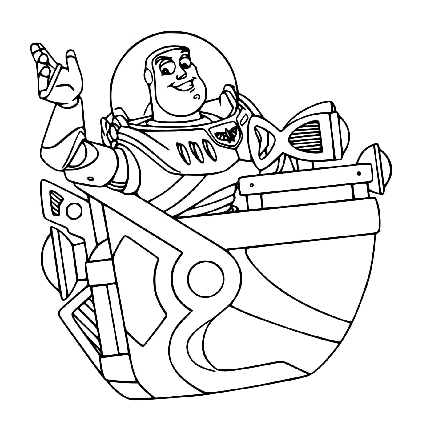 Desenho de Buzz Lightyear no Barco para Colorir e Pintar