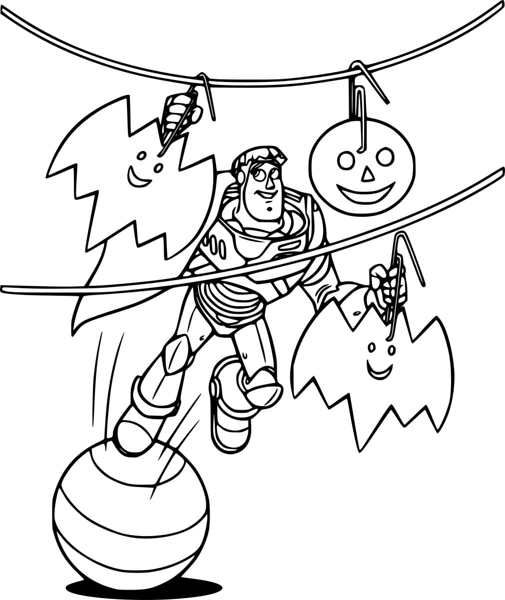 Desenho de Buzz Lightyear no Halloween para Colorir e Pintar