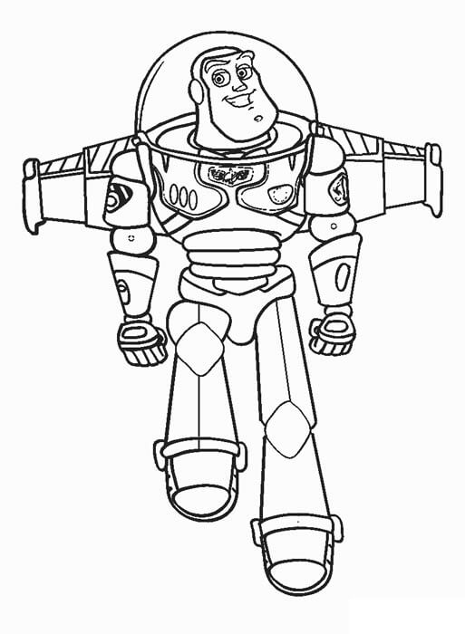 Desenho de Buzz Lightyear com Asas para Colorir e Imprimir e Pintar