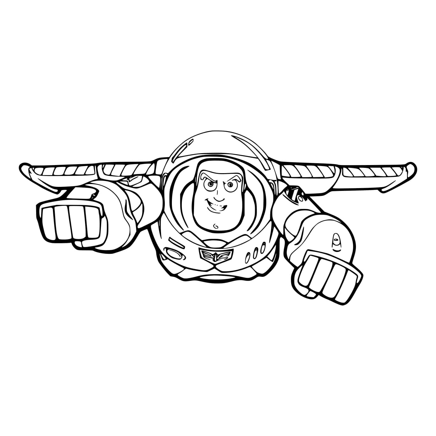 Desenho de Buzz Lightyear Voando Rápido para Colorir e Pintar
