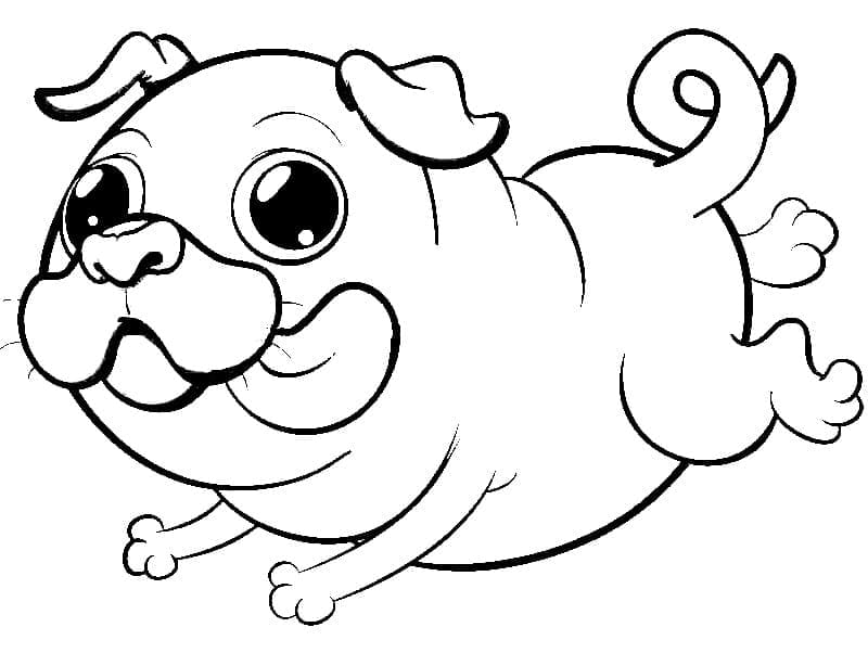 Desenho de Adorável Cachorro Pug para Colorir e Pintar